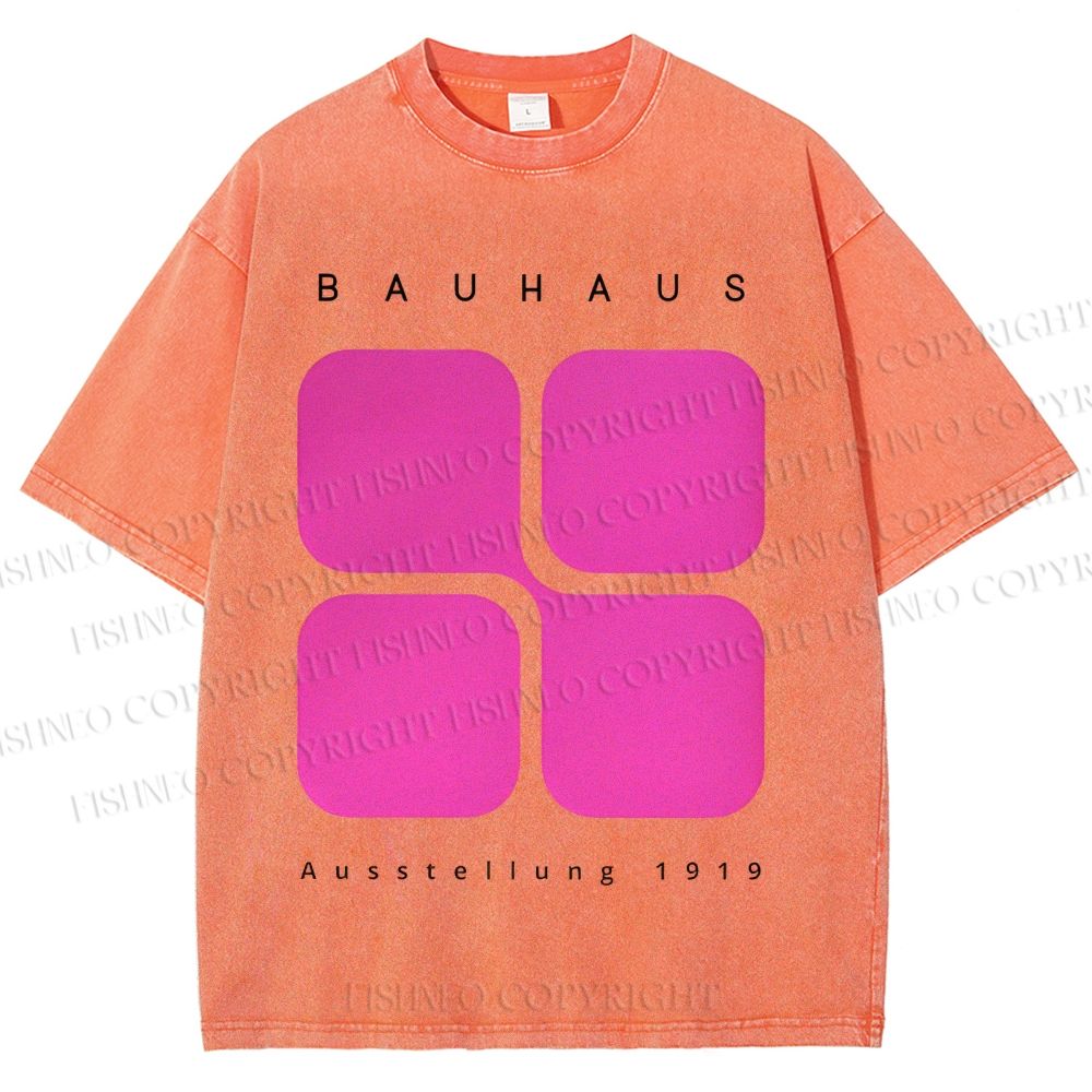 Unisex Bauhaus Geometric Cubes Printed Washed Tee