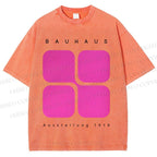 Unisex Bauhaus Geometric Cubes Printed Washed Tee
