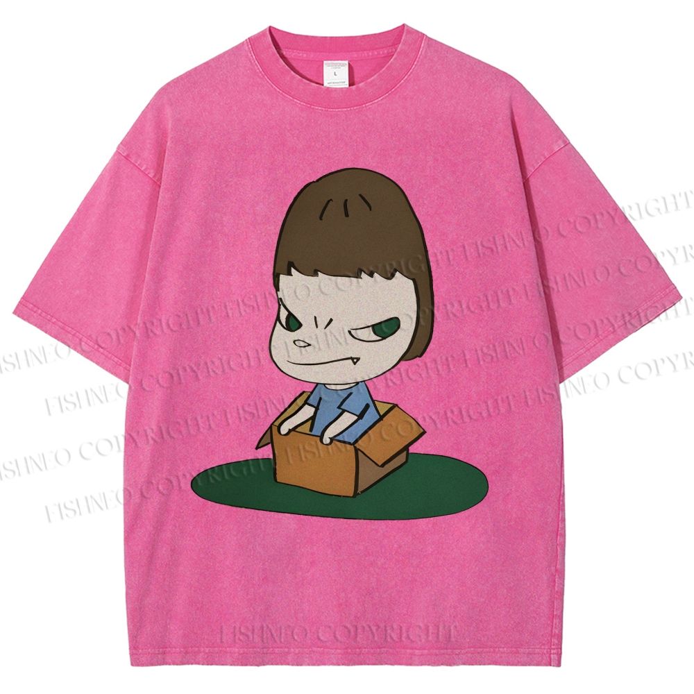 Unisex Yoshitomo Nara Box Printed Washed Tee