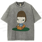 Unisex Yoshitomo Nara Box Printed Washed Tee
