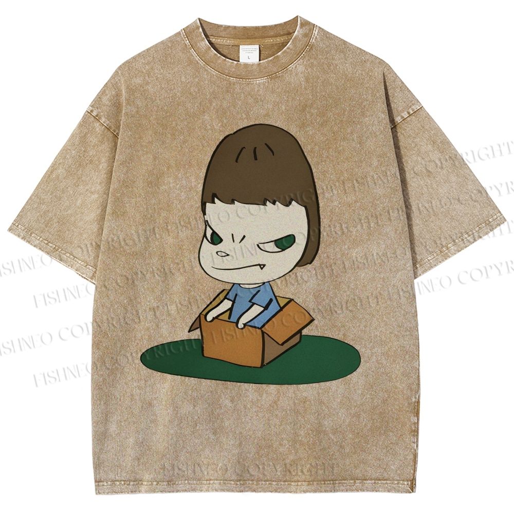 Unisex Yoshitomo Nara Box Printed Washed Tee