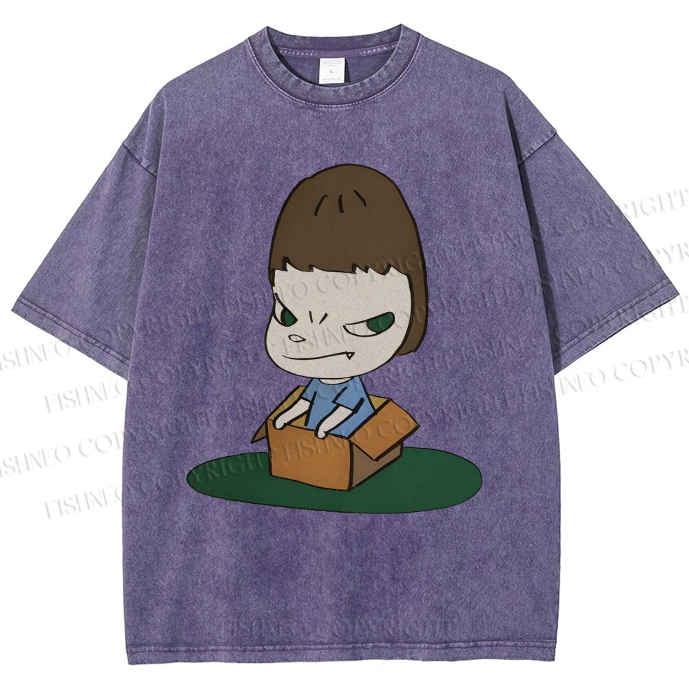 Unisex Yoshitomo Nara Box Printed Washed Tee