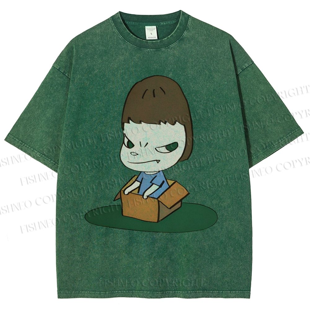 Unisex Yoshitomo Nara Box Printed Washed Tee