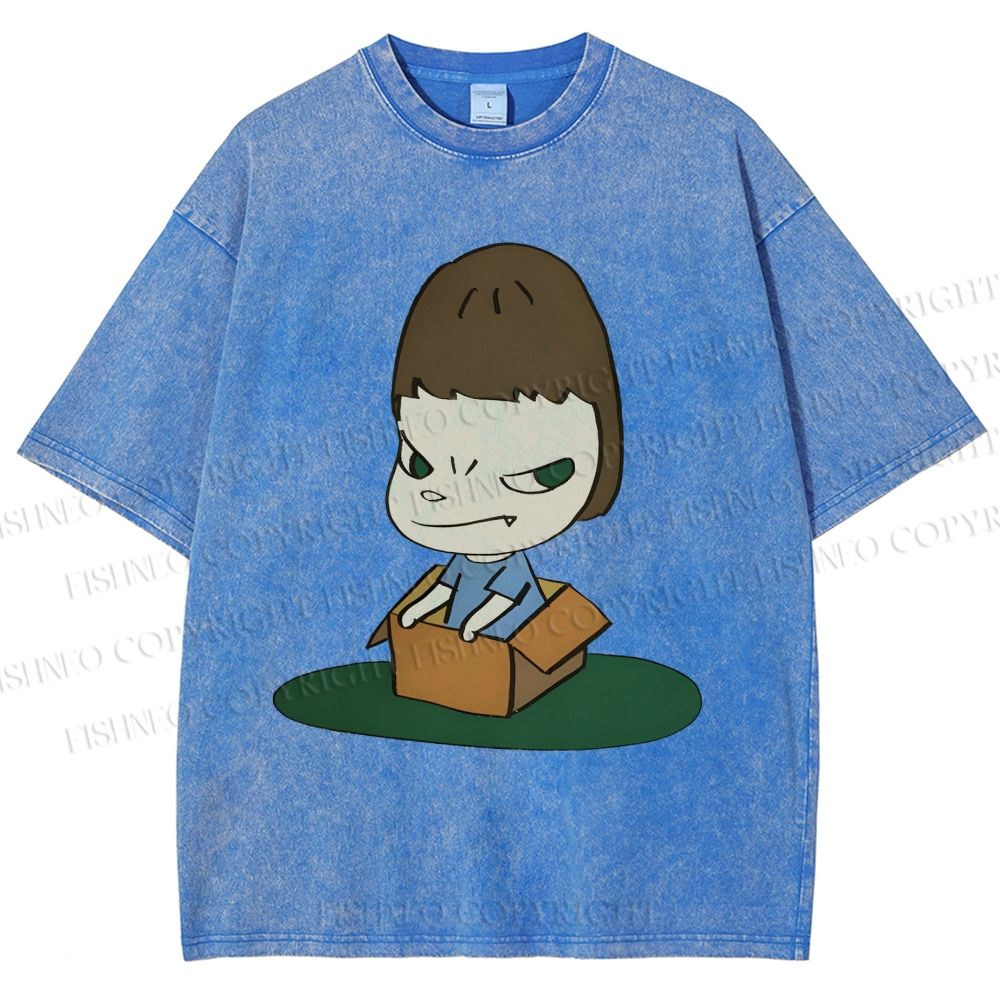 Unisex Yoshitomo Nara Box Printed Washed Tee