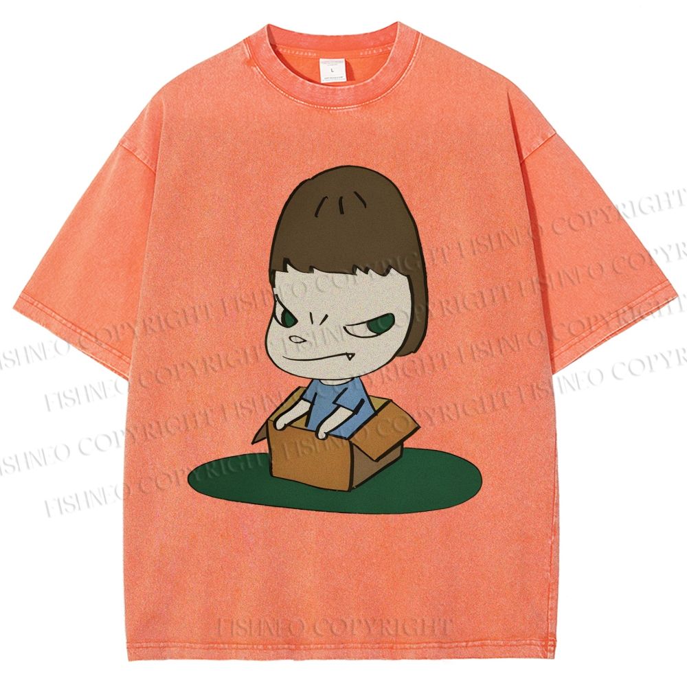 Unisex Yoshitomo Nara Box Printed Washed Tee
