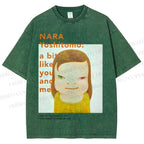 Unisex Yoshitomo Nara Girl Printed Washed Tee
