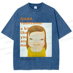 Unisex Yoshitomo Nara Girl Printed Washed Tee