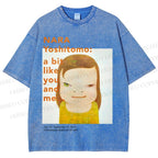 Unisex Yoshitomo Nara Girl Printed Washed Tee