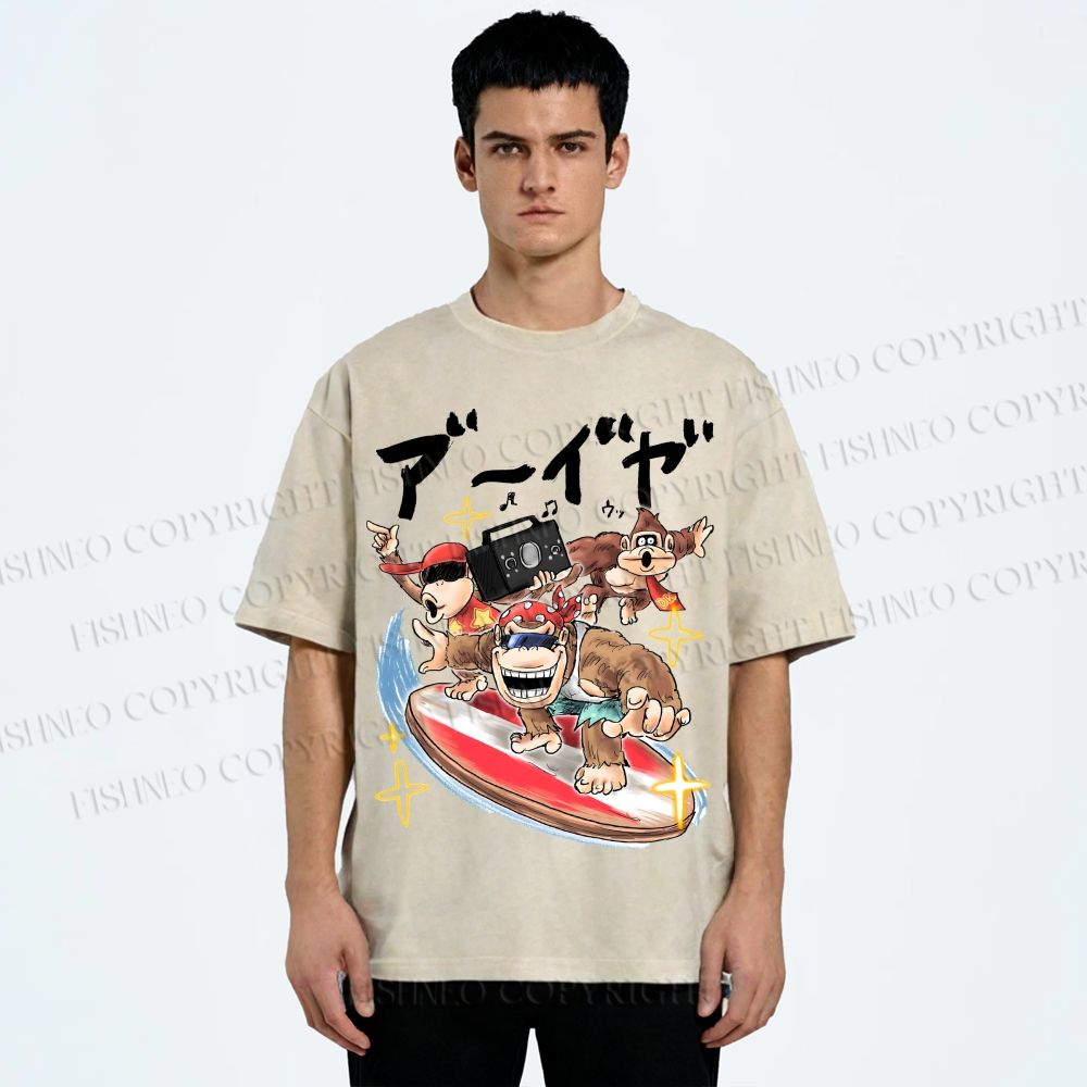 Unisex Donkey Kong Printed Washed Tee