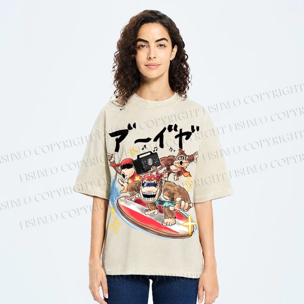Unisex Donkey Kong Printed Washed Tee