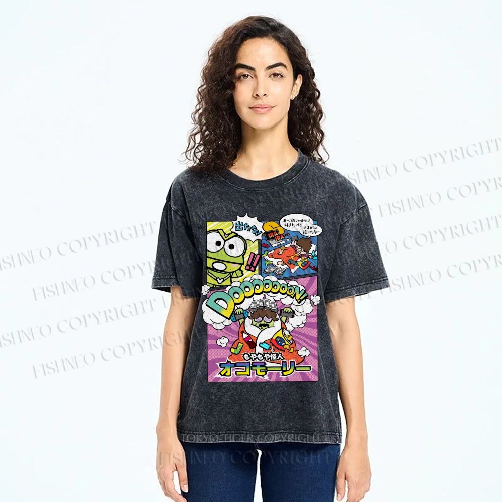 Unisex Hapidanbui Keroppi Printed Washed Tee