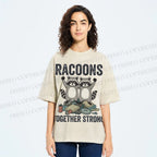 Unisex Raccoon Together Strong Printed Washed Tee