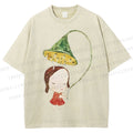 Unisex Yoshitomo Nara Lotus Printed Washed Tee