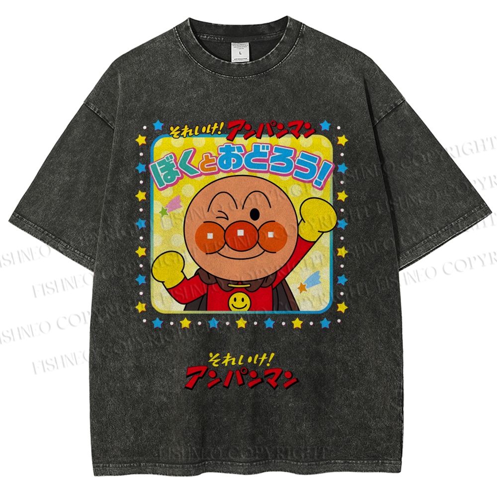 Unisex Anpanman Printed Washed Tee