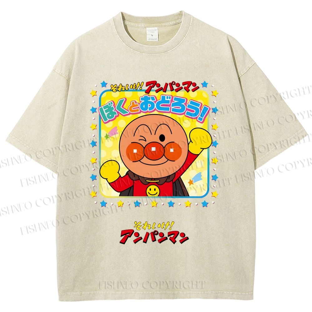 Unisex Anpanman Printed Washed Tee