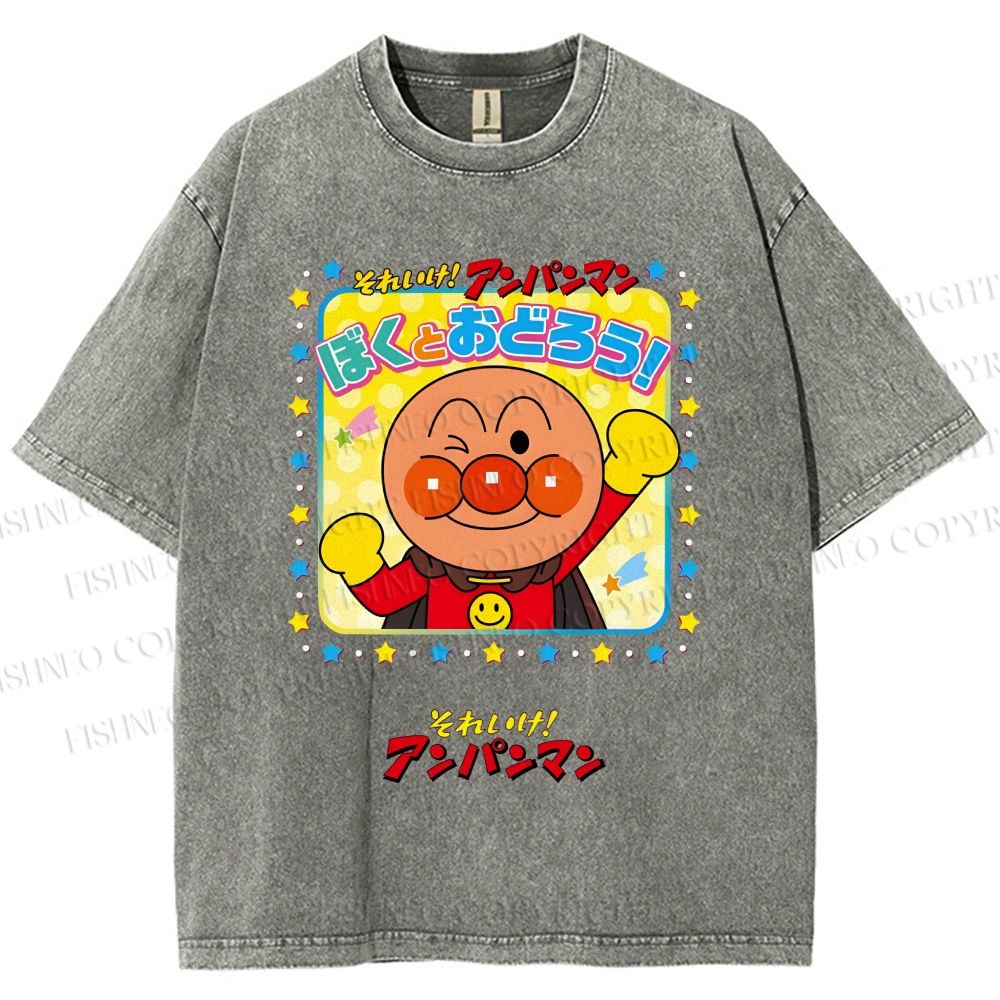 Unisex Anpanman Printed Washed Tee
