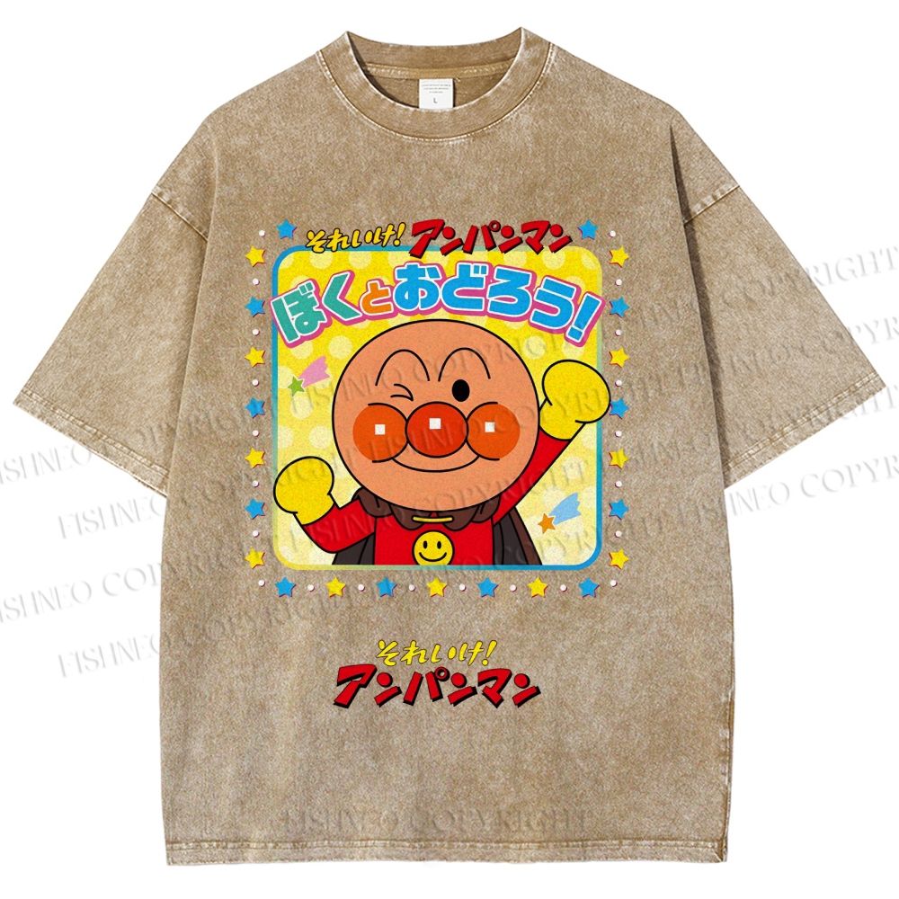 Unisex Anpanman Printed Washed Tee
