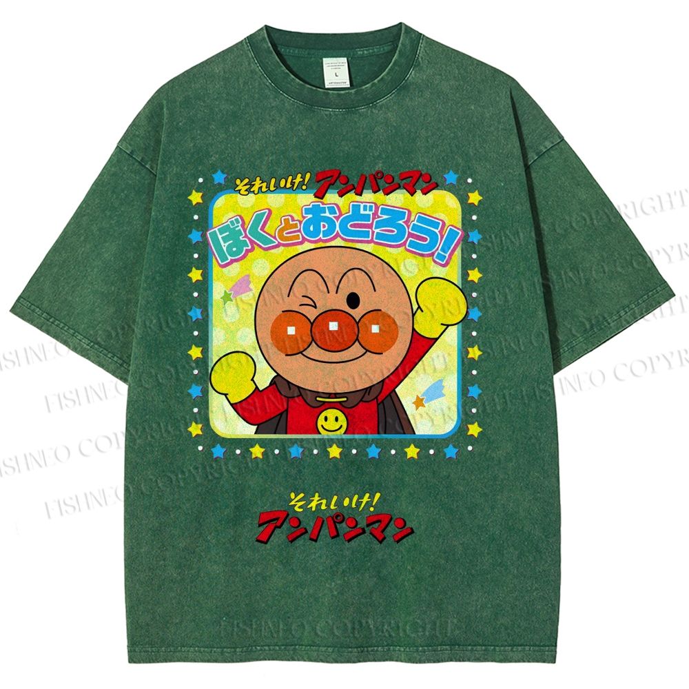 Unisex Anpanman Printed Washed Tee