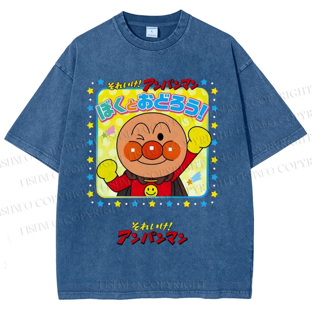 Unisex Anpanman Printed Washed Tee