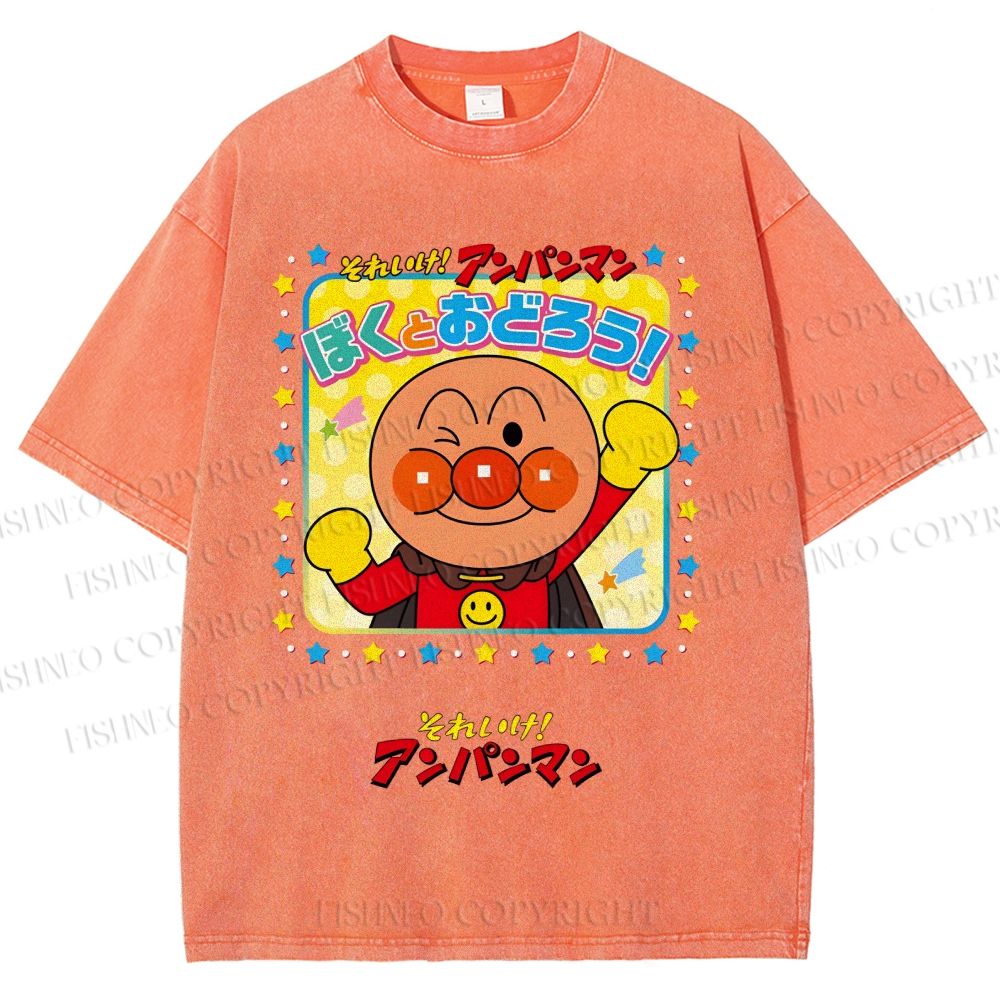 Unisex Anpanman Printed Washed Tee