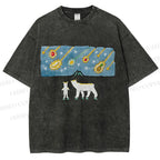 Unisex Fruits Dropping Bears Printed Washed Tee
