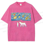 Unisex Fruits Dropping Bears Printed Washed Tee