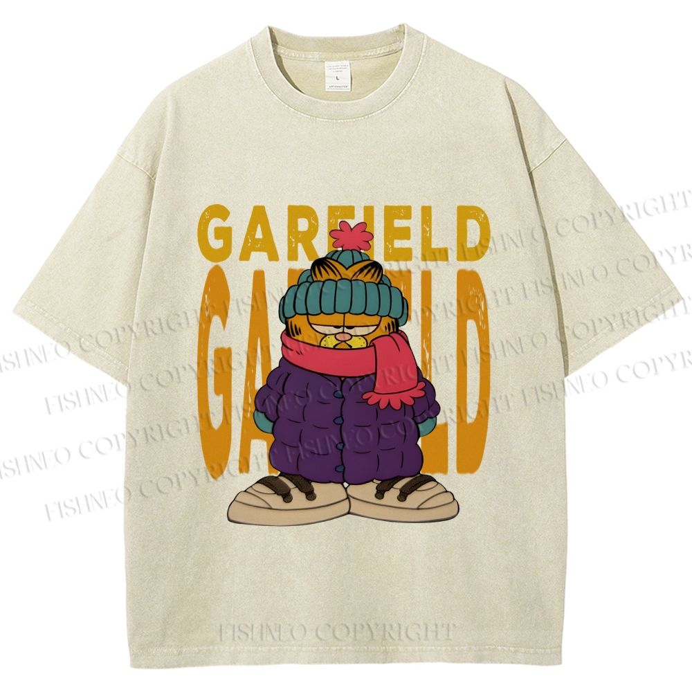Unisex Garfield Cat Winter Dress Printed Washed Tee