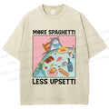 Unisex More Spaghetti Less Upsetti Cat Dinner Printed Washed Tee