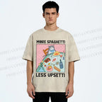 Unisex More Spaghetti Less Upsetti Cat Dinner Printed Washed Tee