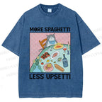 Unisex More Spaghetti Less Upsetti Cat Dinner Printed Washed Tee