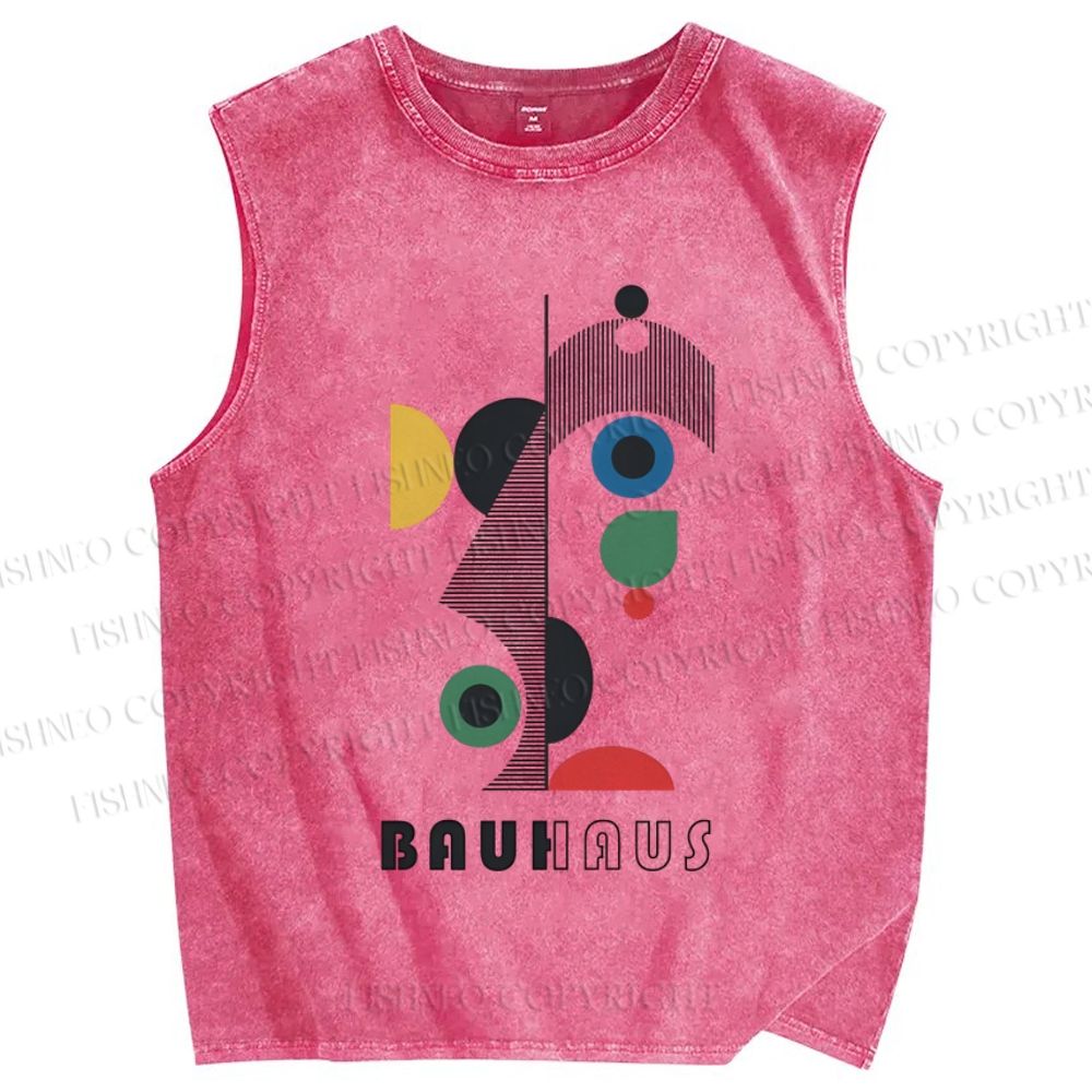 Unisex Bauhaus Art Geometry Printed Washed Tank Top