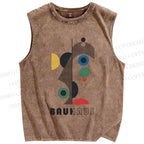 Unisex Bauhaus Art Geometry Printed Washed Tank Top