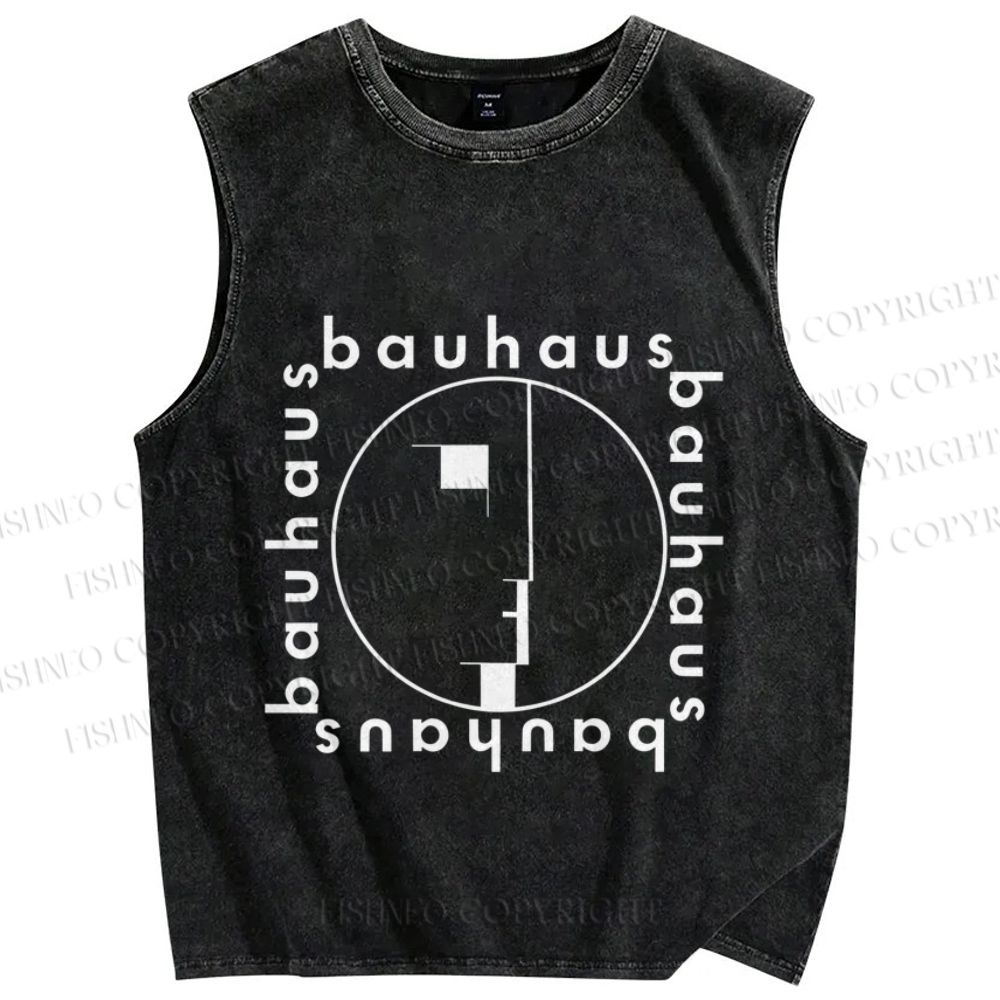 Unisex Bauhaus Framed Printed Washed Tank Top