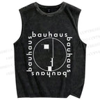 Unisex Bauhaus Framed Printed Washed Tank Top