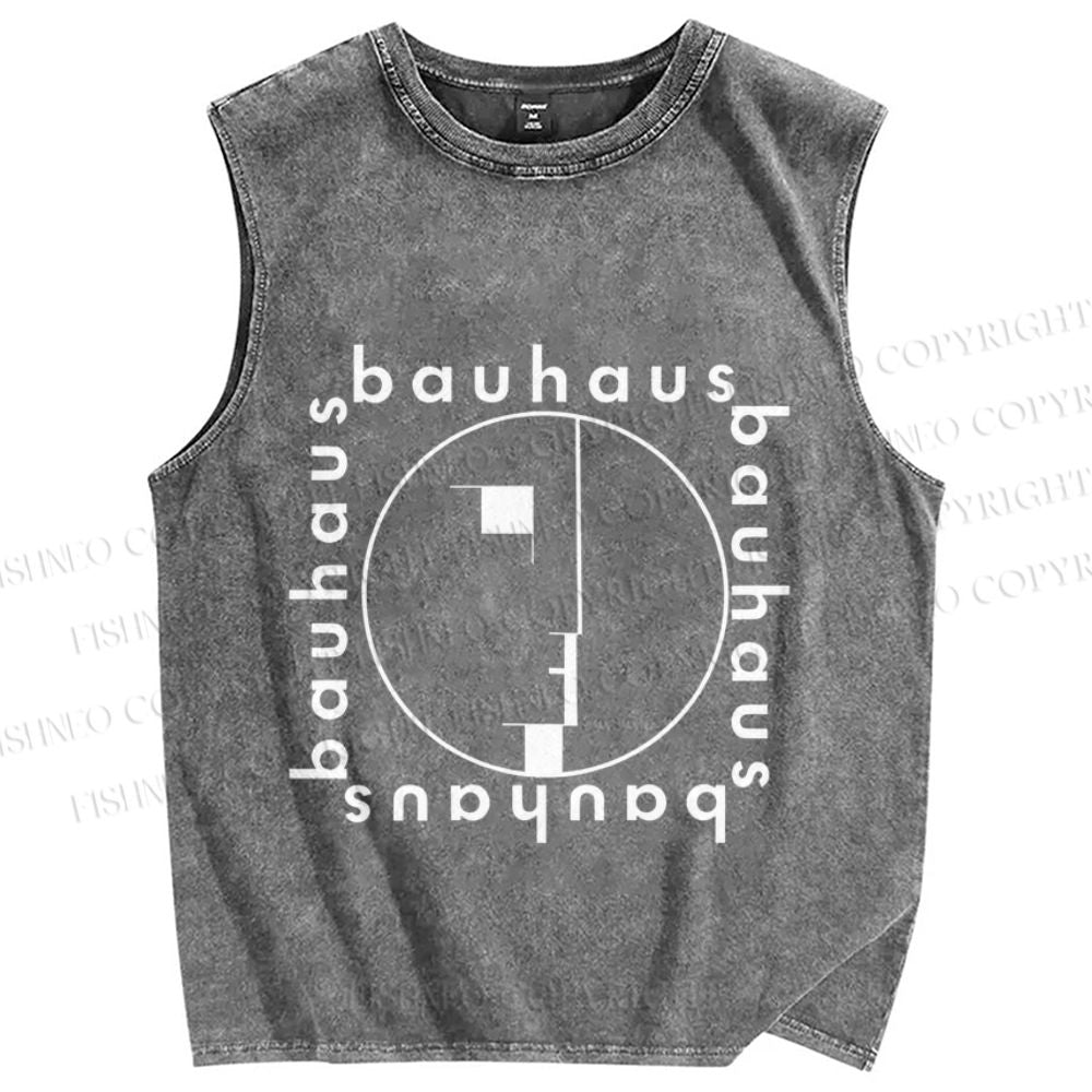 Unisex Bauhaus Framed Printed Washed Tank Top