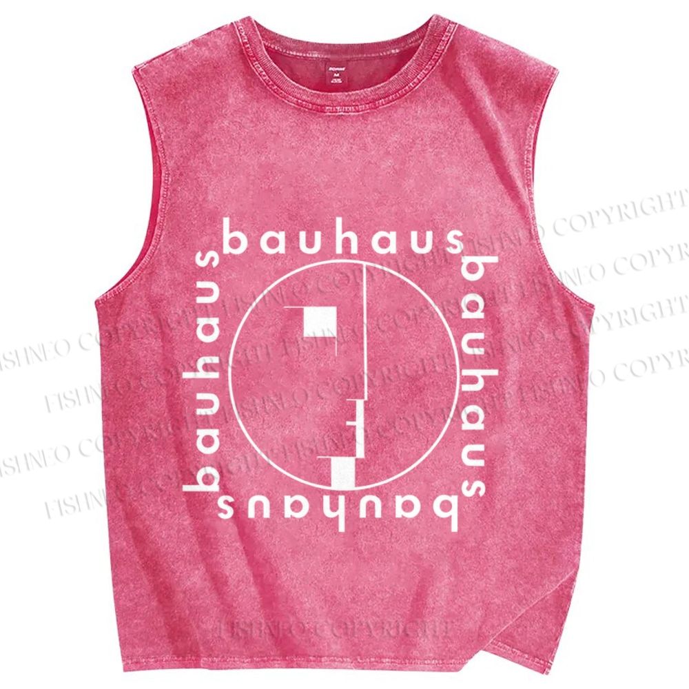 Unisex Bauhaus Framed Printed Washed Tank Top