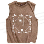 Unisex Bauhaus Framed Printed Washed Tank Top