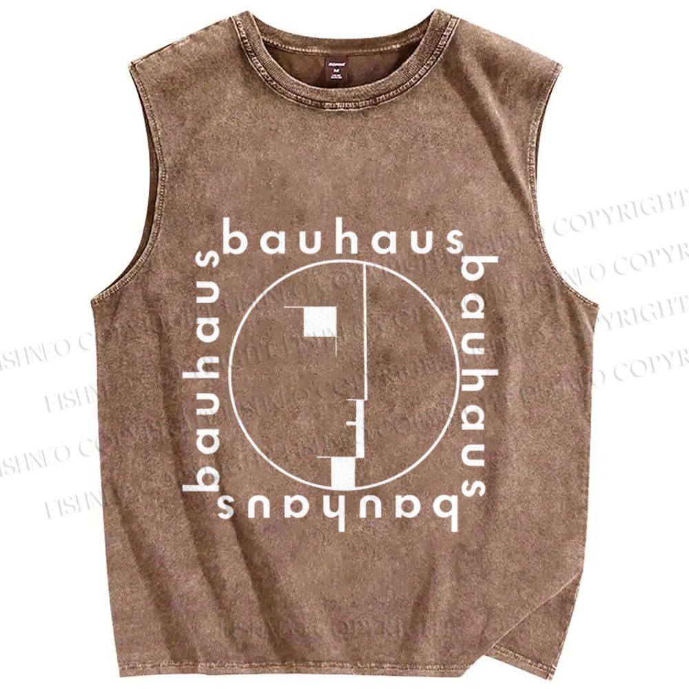 Unisex Bauhaus Framed Printed Washed Tank Top