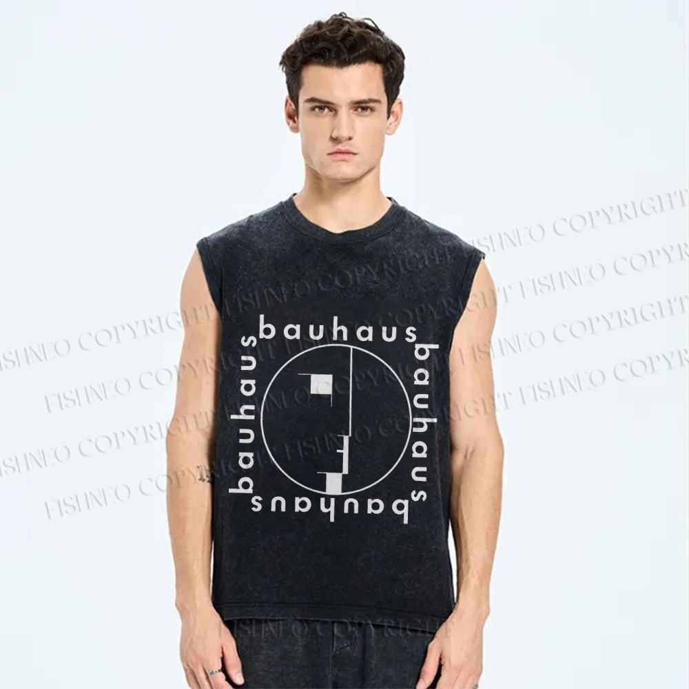 Unisex Bauhaus Framed Printed Washed Tank Top