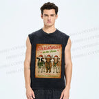 Unisex Christmas Funny Cow Printed Washed Tank Top