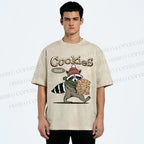 Unisex Cookies Raccoon Printed Washed Tee