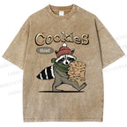 Unisex Cookies Raccoon Printed Washed Tee