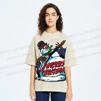 Unisex Christmas Snowman Guitar Printed Washed Tee