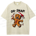 Unisex Oh Snap Gingerbread Man Printed Washed Tee