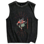 Tengu Karasu Crow Japanese demon Vintage Distressed Washed Tank Top