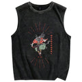 Tengu Karasu Crow Japanese demon Vintage Distressed Washed Tank Top