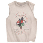Tengu Karasu Crow Japanese demon Vintage Distressed Washed Tank Top