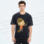 Unisex Yoshitomo Nara Girl Printed Washed Tee
