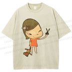 Unisex Yoshitomo Nara Girl Printed Washed Tee