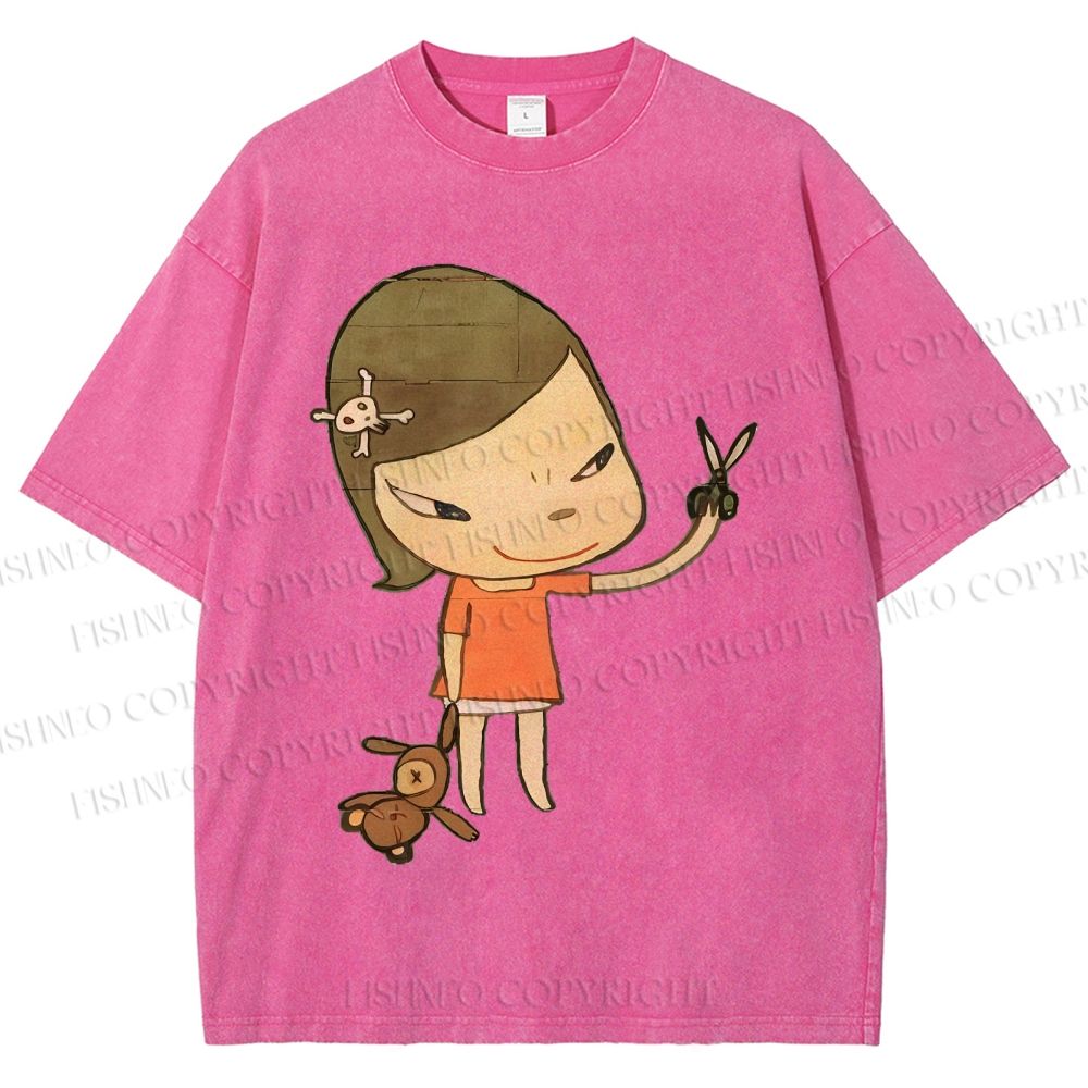 Unisex Yoshitomo Nara Girl Printed Washed Tee